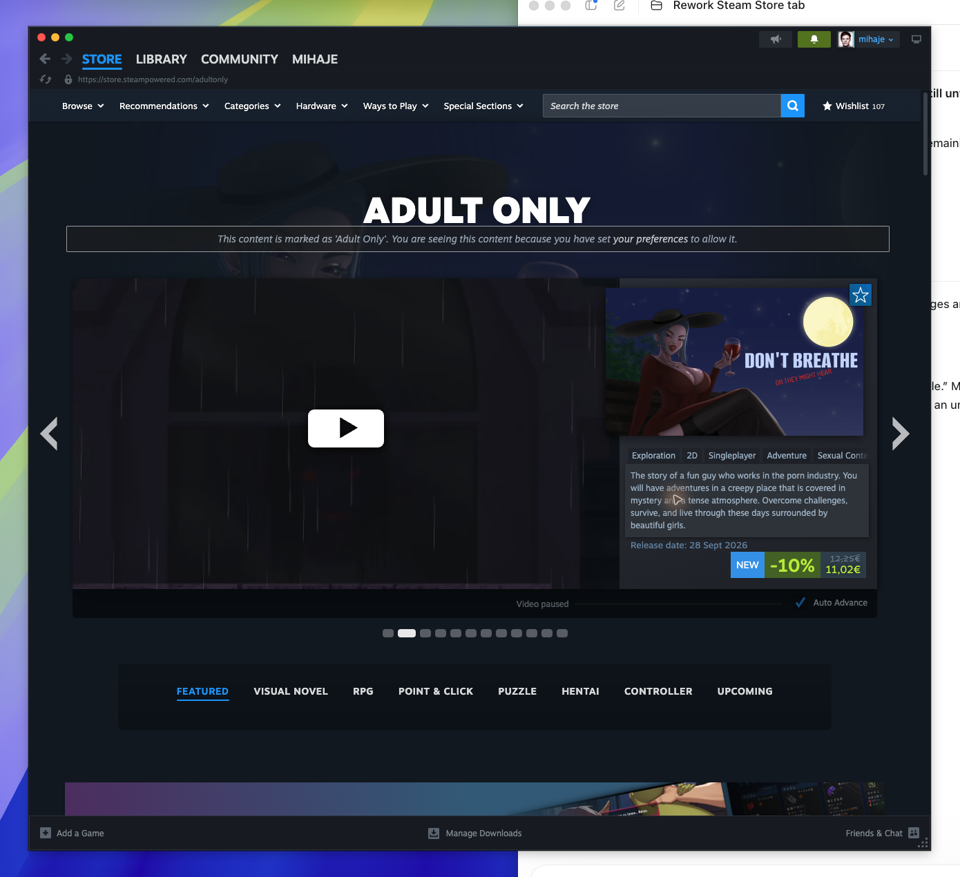 Adult Only Hub — page overview (Captured)