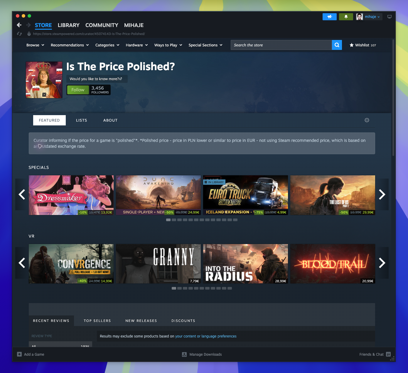 Curator or Developer Homepage — Featured Tag Section (Captured)
