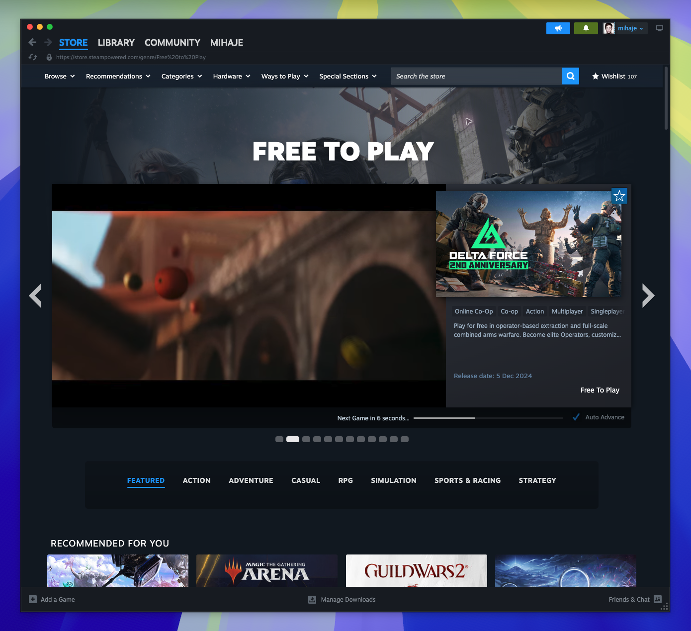 Free to Play Hub — page overview (Captured)