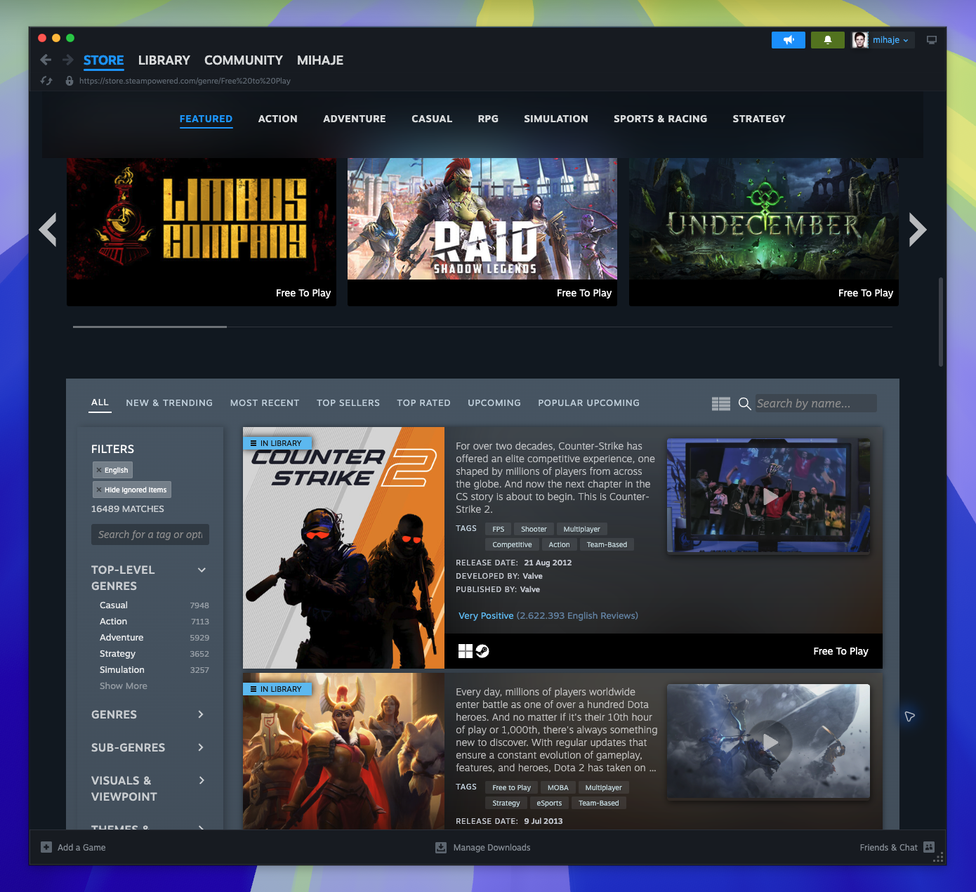 Free to Play Hub — Trending Wishlist Section (Not located)