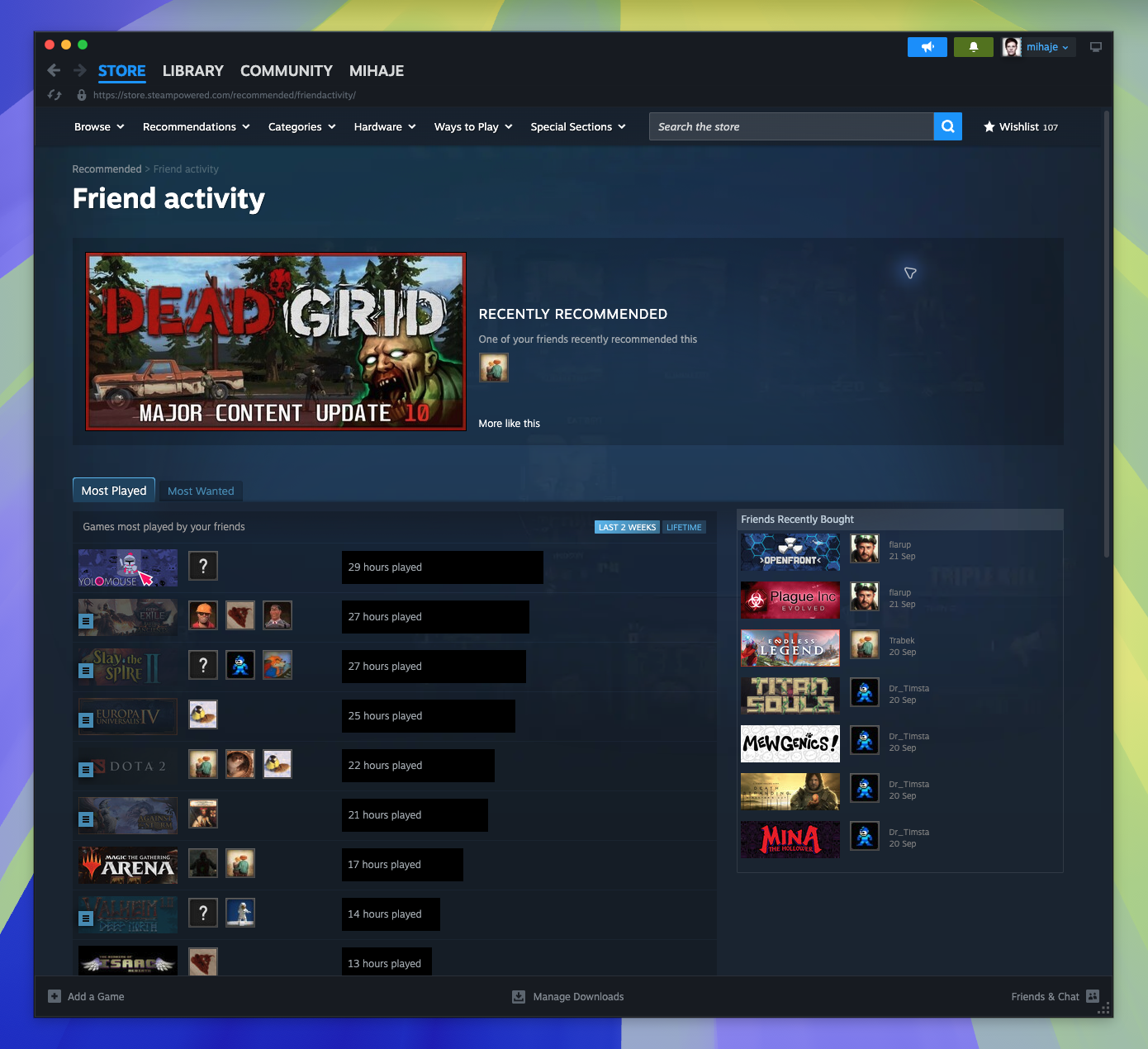 Friend Activity Page — Friend Activity - Purchases (Captured)