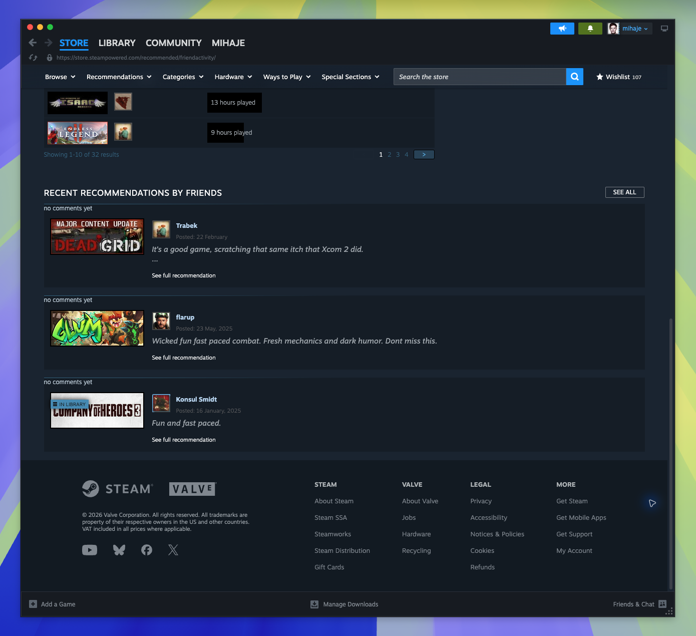 Friend Activity Page — Friend Recommendations (Captured)