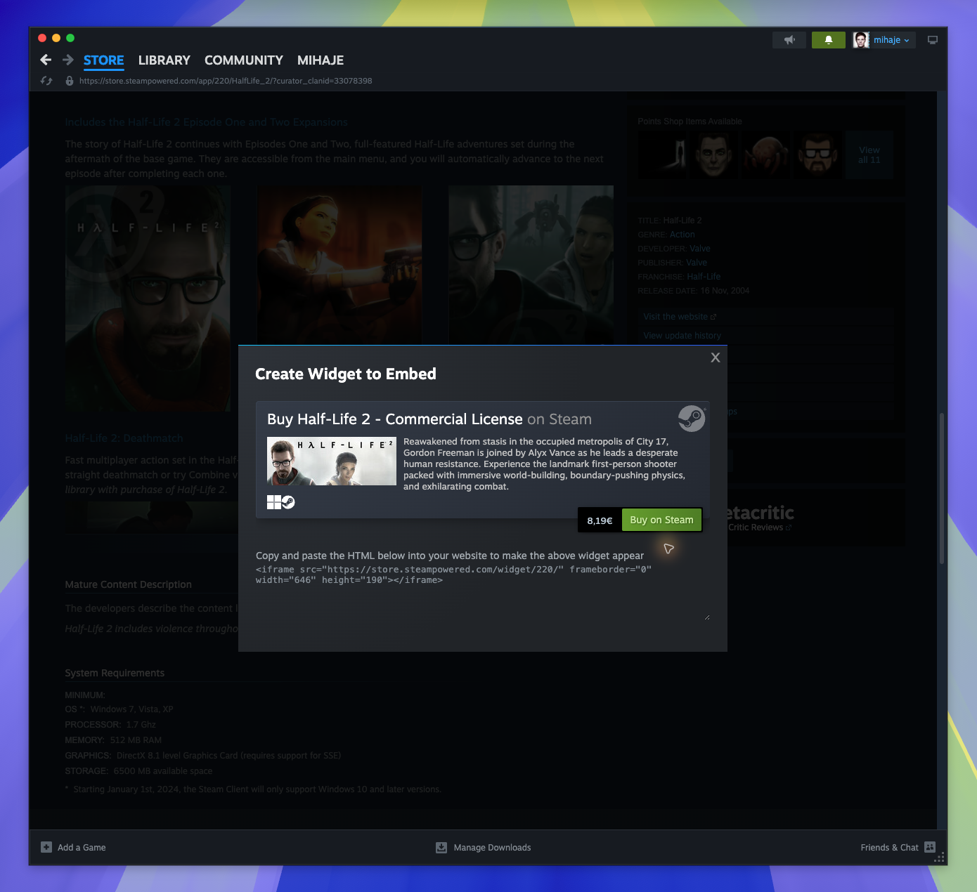 Game IFrame Widget — Embedded Widget (Captured)
