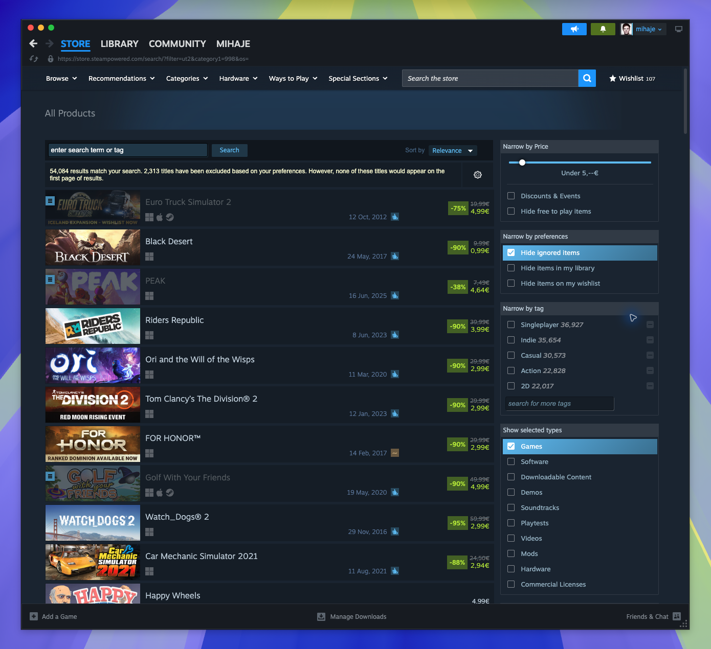 Games Under $5 USD - Full List — page overview (Captured)