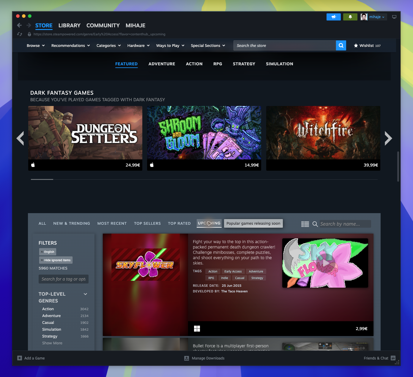 Genre Page (Early Access or F2P) — Coming Soon List (Candidate match)