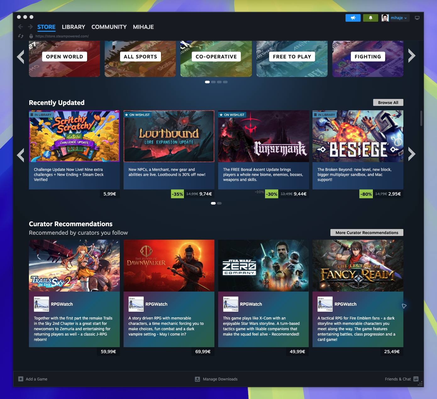 Home Page — Recommended by Curators (Captured)