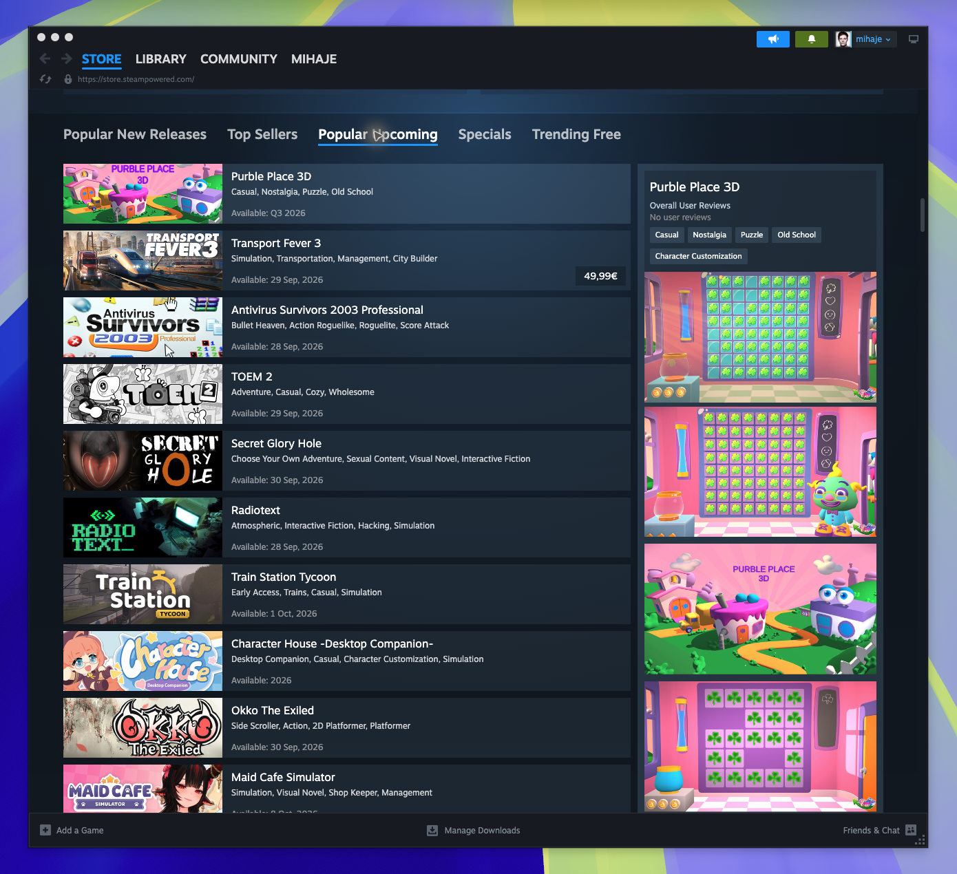 Home Page — Upcoming List (Candidate match)