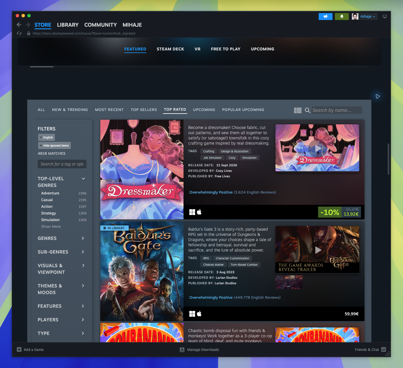 MacOS Hub — Browse Items - Top Rated (Captured)