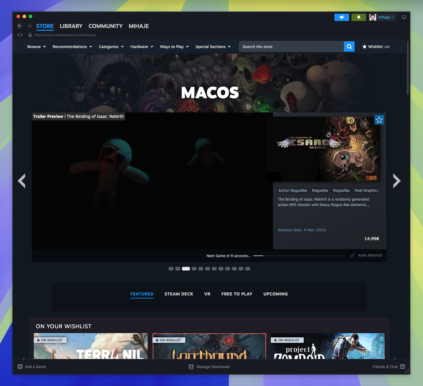 MacOS Hub — On Your Wishlist Section (Captured)