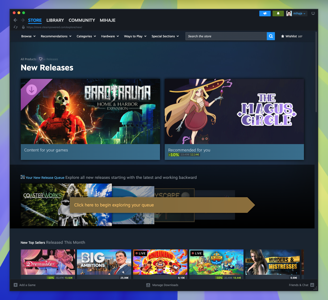 New on Steam Page — page overview (Captured)