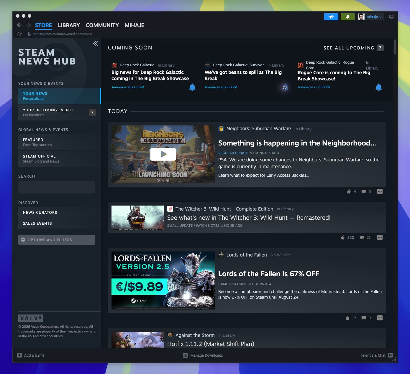 News Hub and Events — page overview (Captured)