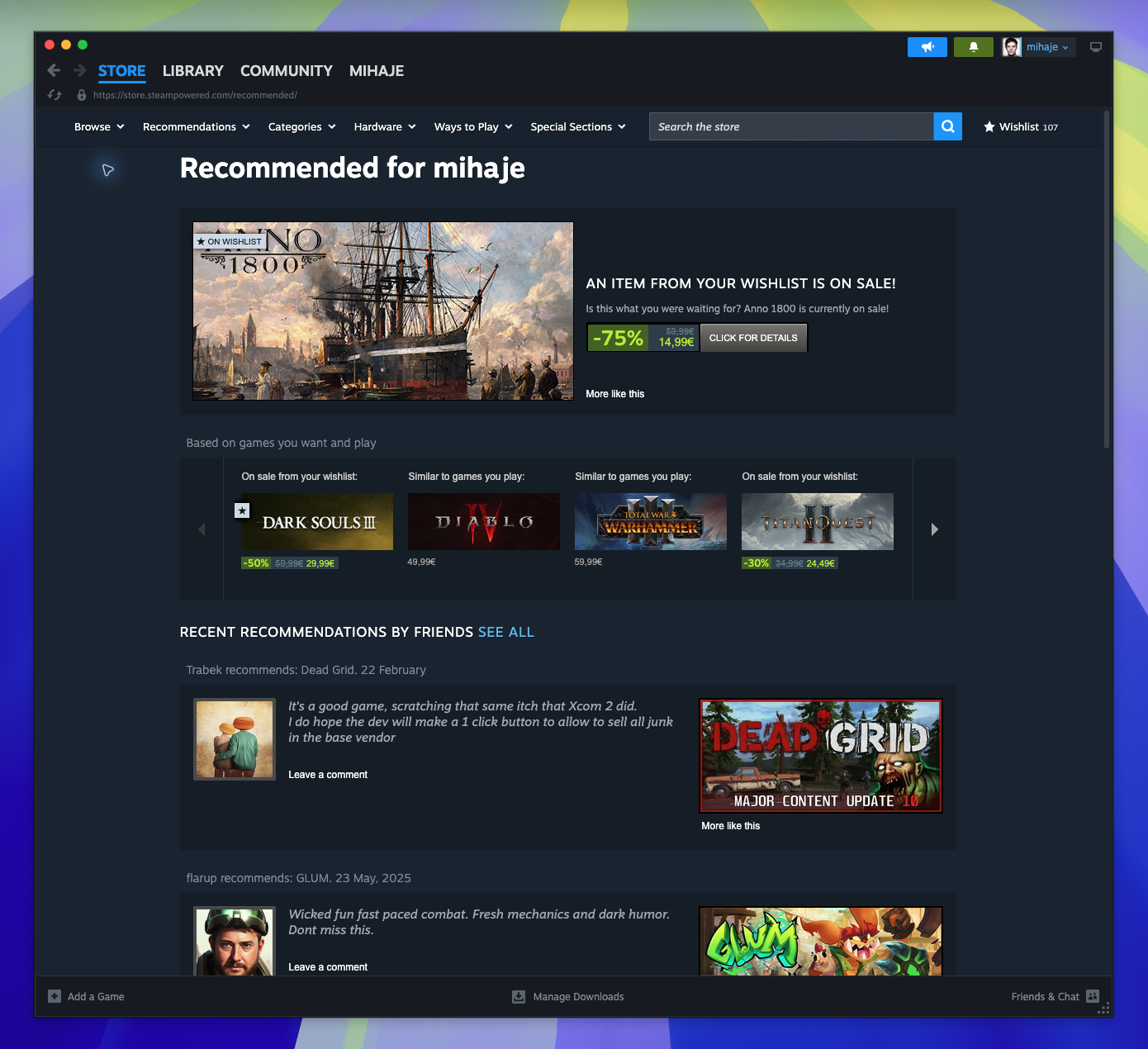 Recommendations - Main — Main Recommendation Area (Captured)