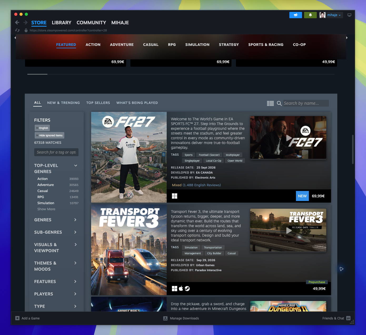 Steam Controller Friendly Hub — Browse Items - Trending Wishlists (Not located)