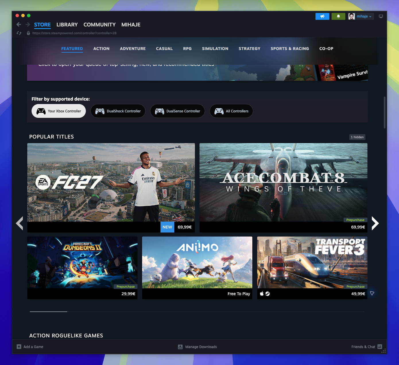 Steam Controller Friendly Hub — Popular Titles (Captured)