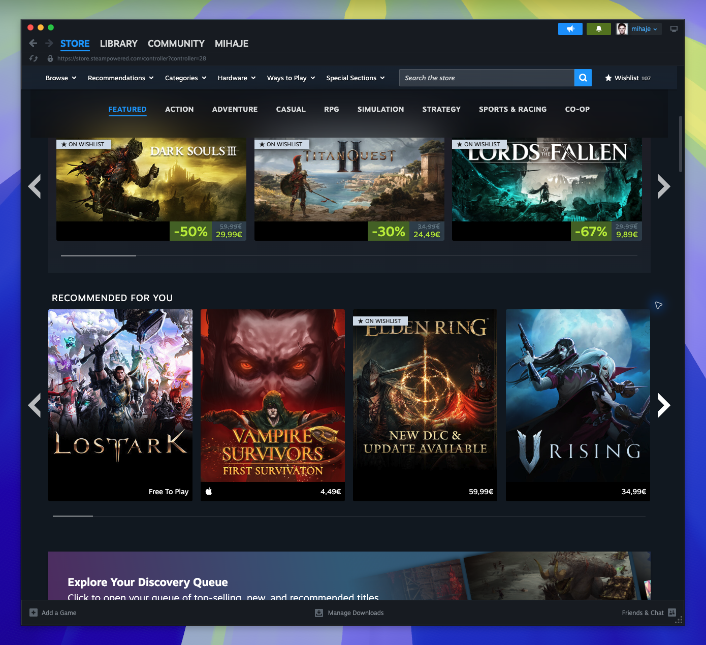 Steam Controller Friendly Hub — Recommended Section (Captured)