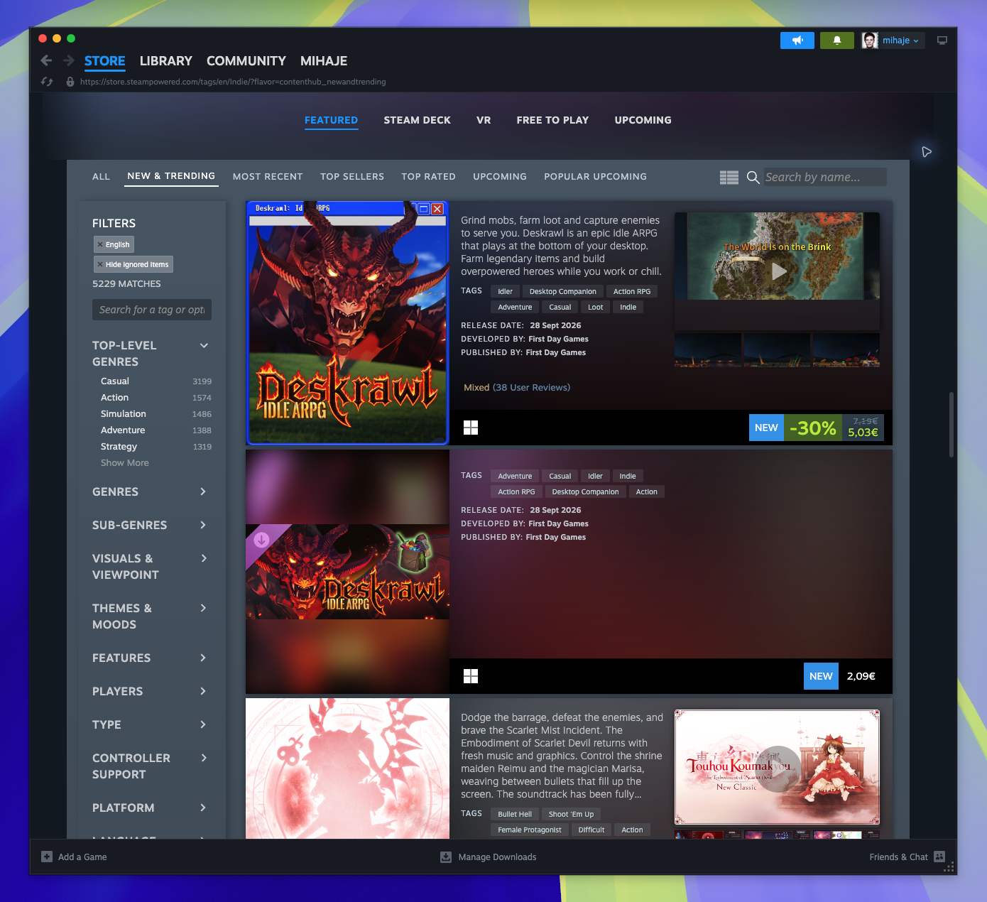 Tag Page — New & Trending List (Captured)