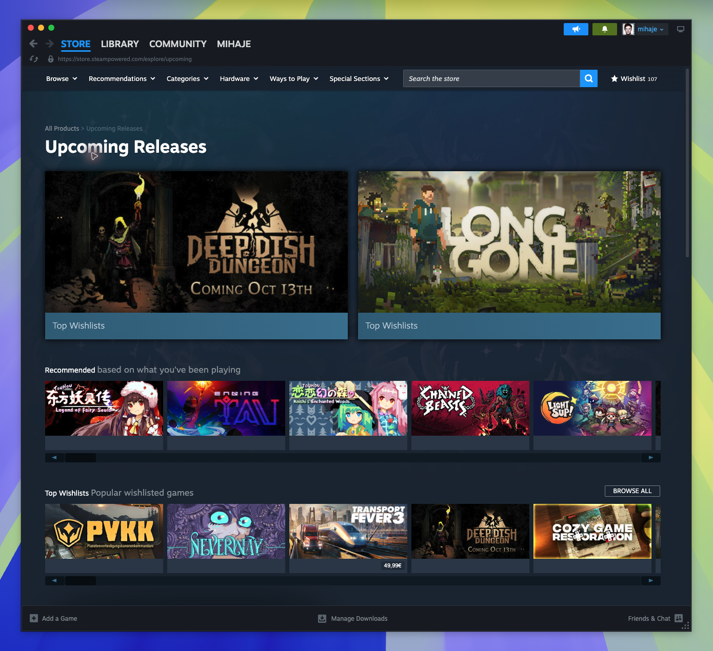 Upcoming Releases Page — Featured Recommendations (Not located)