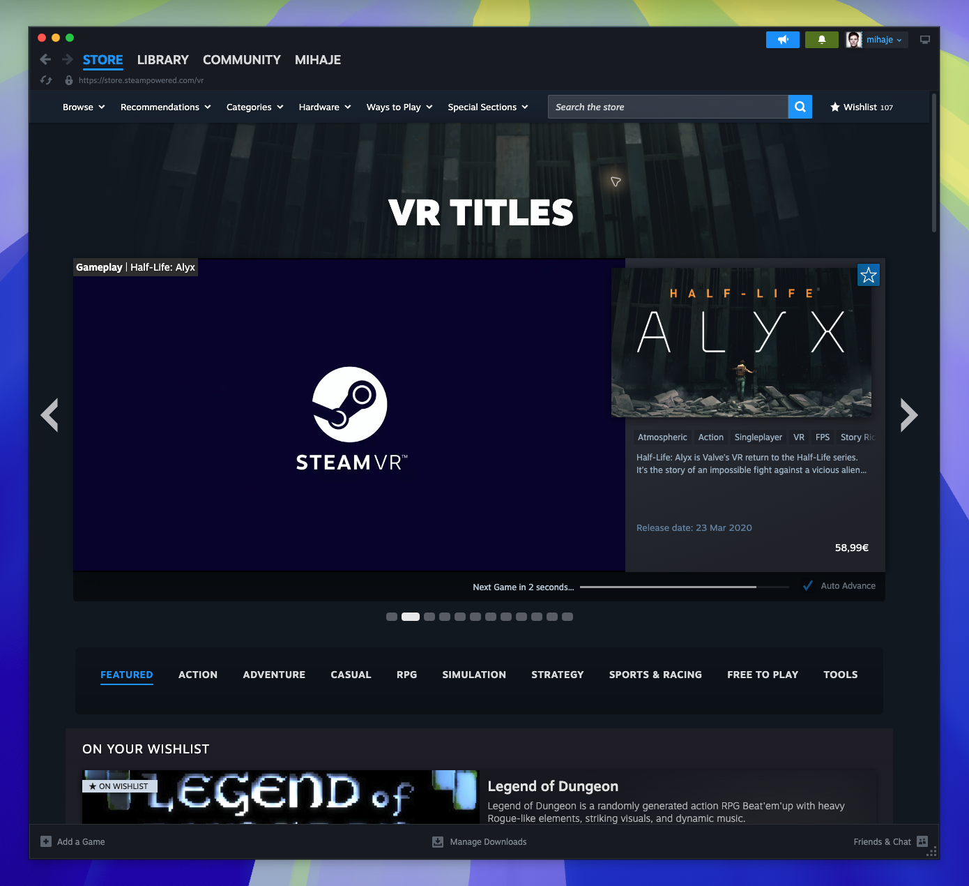 VR Hub — Trending Wishlist Section (Not located)