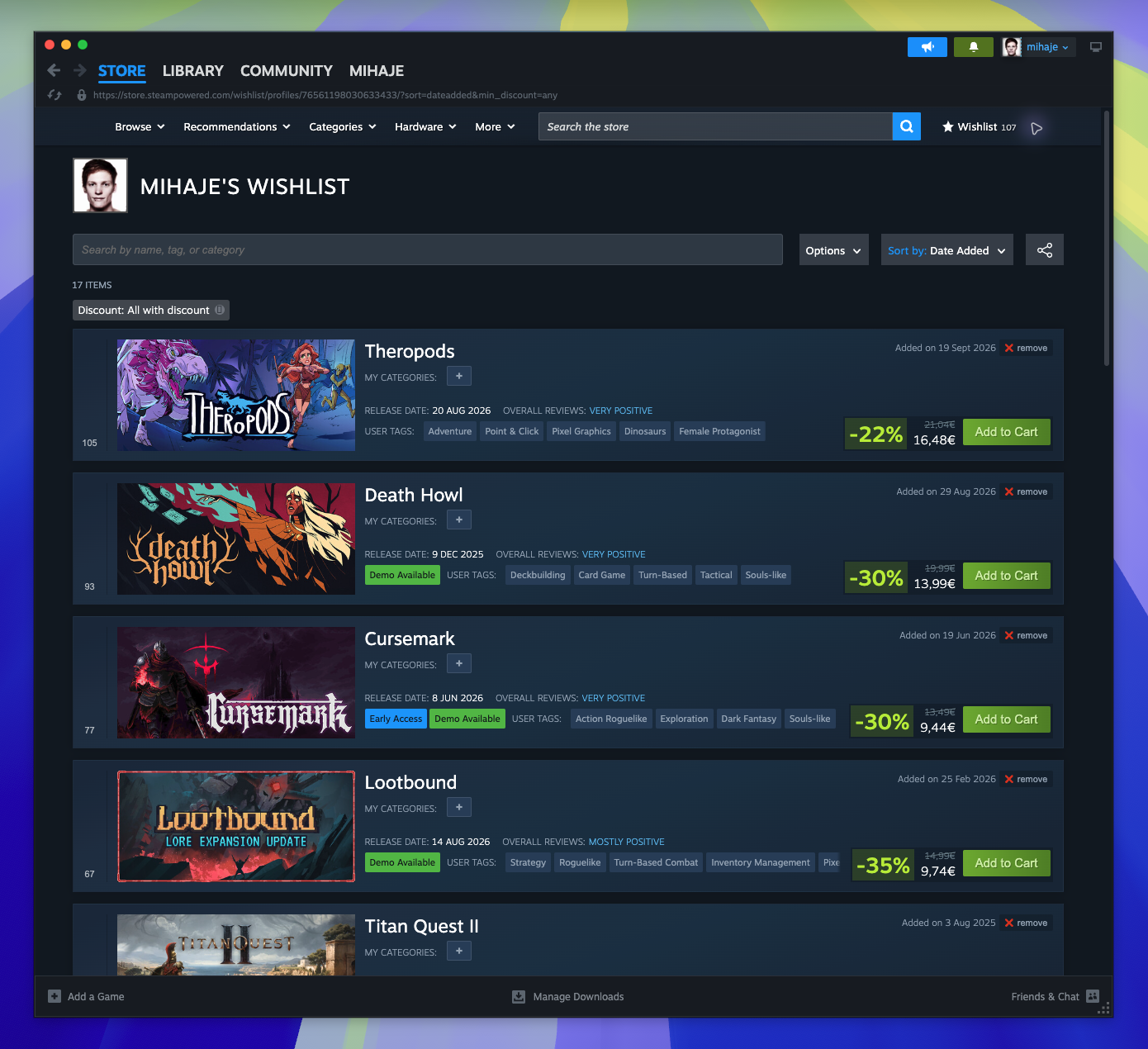 Wishlist — page overview (Captured)