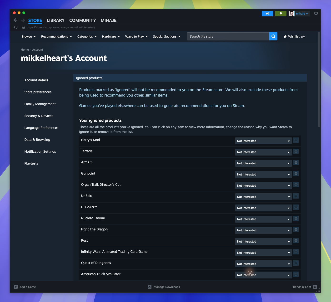 Your Account Page — page overview (Captured)